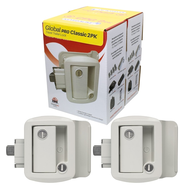 Global 2-PACK Keyed Alike, Standard Towable RV Entry Door Lock, G3xx keyed, For Standard RV Locks, White TTL-43610AL-9009-2PK - main